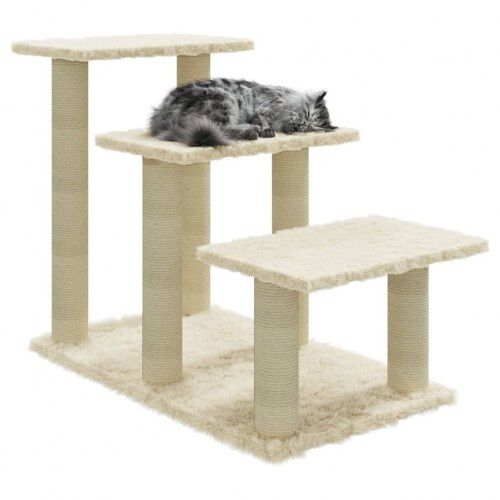Vidaxl rascador en forma de escalera crema para gatos, , large Imagen numero 4