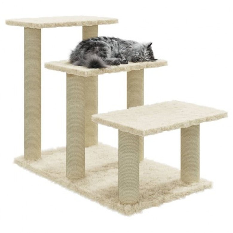 Vidaxl rascador en forma de escalera crema para gatos, , large image number null