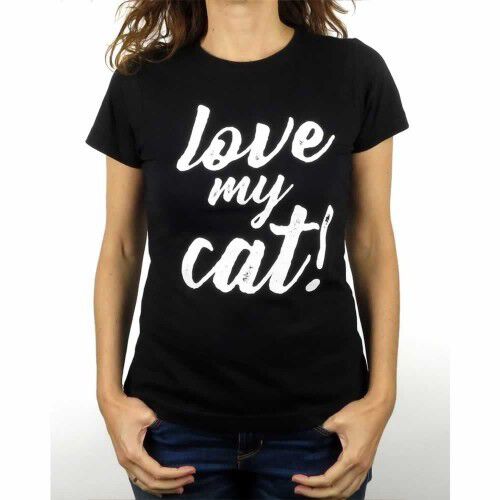 Camiseta mujer "Love my cat!" color Negro, , large Imagen numero 2