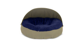 Gauty Cama Redonda Tela Impermeable y pelo beige y azul para Perros y Gatos 