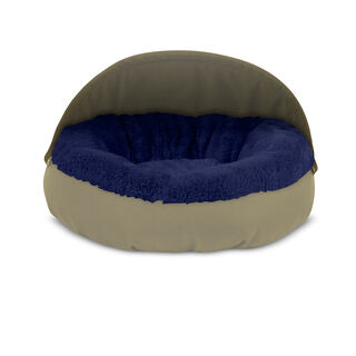 Gauty Cama Redonda Tela Impermeable y pelo beige y azul para Perros y Gatos 