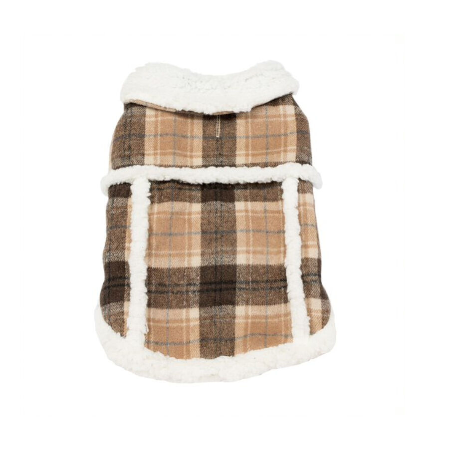 Outech Abrigo Estampado de Cuadros Marr&oacute;n para perros , , large Imagen numero 1