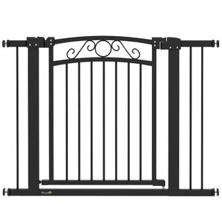 PawHut Barrera con Ancho Ajustable de Seguridad Negro para Perros 