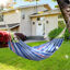 Outsunny Hamaca de Algodón para Jardín 210x150 cm Hamaca Colgante Portátil Carga Máx. 180 kg para Acampar Piscina Camping Rayas Azul y Rojo, , large indicador imagen numero 2