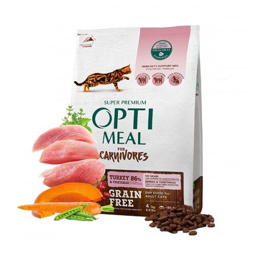 Optimeal sin cereales pienso seco para gatos Pavo y Verdura, , large Imagen numero 1