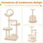 COSTWAY Árbol para Gatos de 146 cm, 4 en 1 Torre para Gatos con Cama Curvada, 3 Plataformas Redonda, Cápsula Espacial Transparente, Juguete Interactivo Colgante y Postes Rascadores de Sisal y Roble, , large indicador imagen numero 4