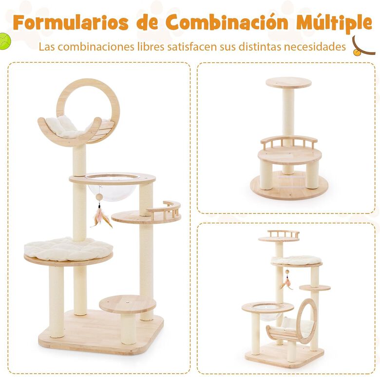 COSTWAY Árbol con cama redonda para gatos thumbnail
