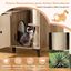 COSTWAY Mueble Arenero para Gatos con 3 Postes Rascadores de Sisal, Condominio para Gatos, Mueble para Caja de Arena 5 en 1 con Ba&ntilde;o Oculto para Gato, Carga 30 kg, Gris y Blanco, , large indicador imagen numero 4