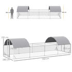 PawHut Gallinero Exterior de Acero Galvanizado 7,6x2,8x1,95 m Gallinero Grande con 4 Pisos Techo Cubierta de Tela Corral para 20-24 Gallinas Conejos Aves Plata, , large image number null