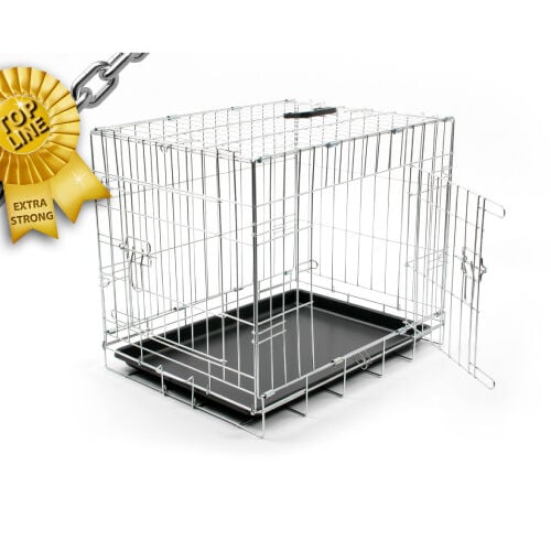 Duvo Jaula de Metal Cromo Extrafuerte para perros
