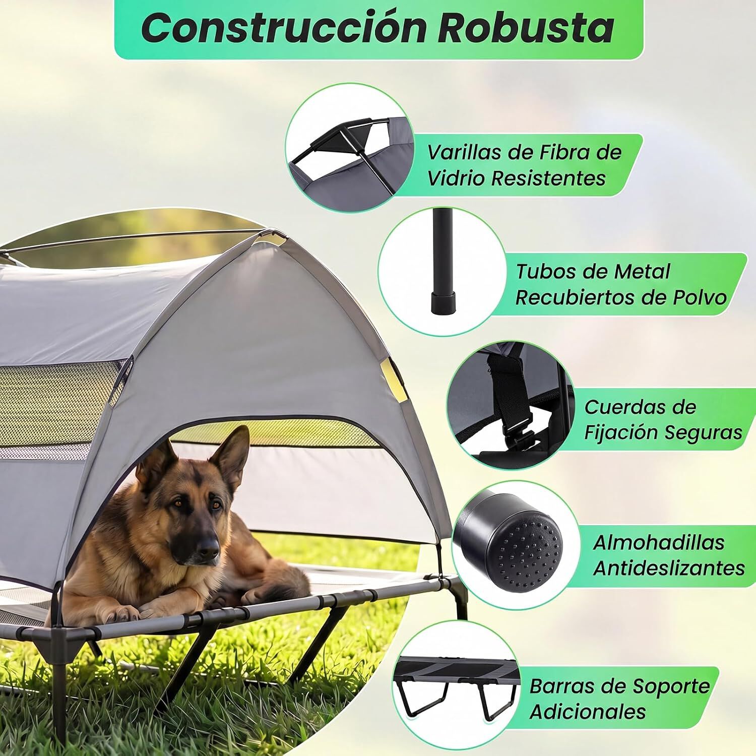 COSTWAY Cama Elevada para Perros con Toldo Extra&iacute;ble (122,5 x 91 x 95 cm), , large Imagen numero 5