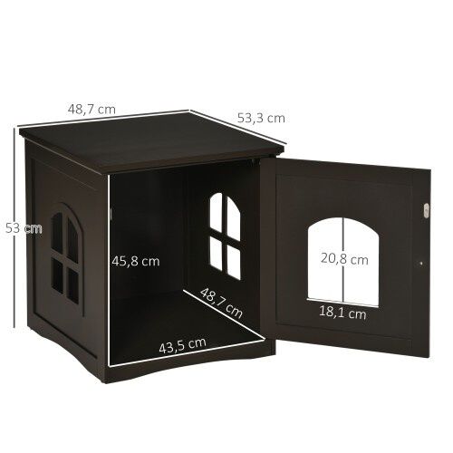 PawHut casa de madera y mueble arenero marr&oacute;n para gatos, , large Imagen numero 3