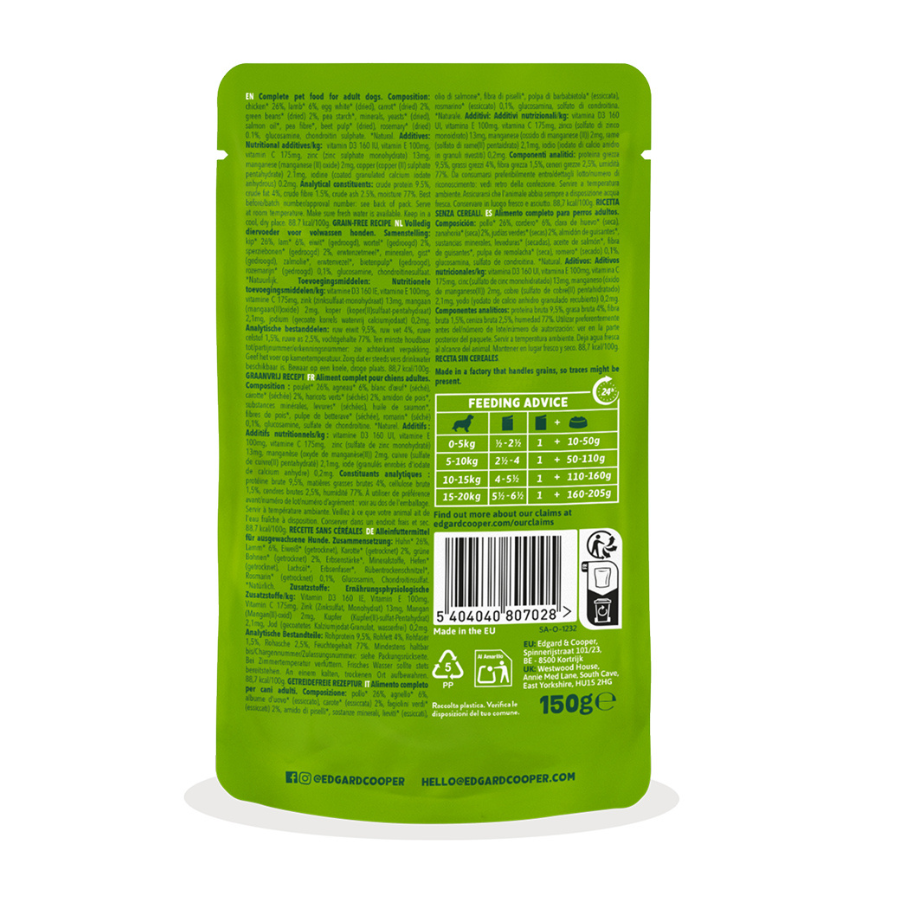 150 g Edgard & Cooper Adult Grain Free Cordero y Pollo sobre para perros, , large Imagen numero 2