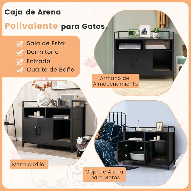 COSTWAY Mueble de Madera con estante negro para Gatos thumbnail