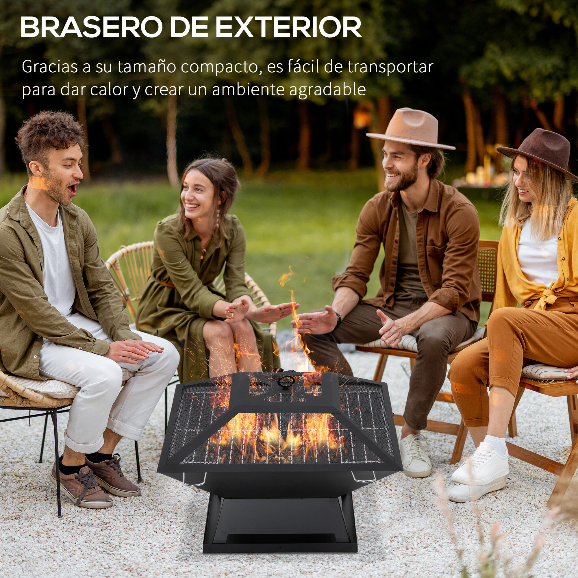 Outsunny Brasero Exterior Negro, , large Imagen numero 4