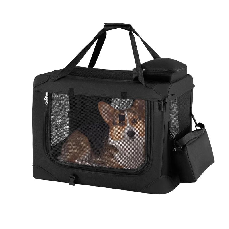 COSTWAY Transport&iacute;n para Perros Plegable, Bolsa Transporte para Gatos con Ventanas de Malla, 3 Puertas y Bolsillos Extra&iacute;bles, Portador de Viaje para Mascotas Interior y Exterior (Negro, M), , large Imagen numero 11