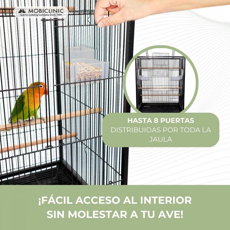 Mobiclinic Jaula para pájaros 8 puertas Comederos y bebederos Con Ruedas Ninfa thumbnail