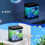 Nobleza - Acuario de Cristal 14L con Iluminaci&oacute;n LED y Sistema de Filtro, Pecera con Cubierta y Accesorios para Peces de Agua Dulce y Salada, Dise&ntilde;o Curvo Moderno, Negro, , large indicador imagen numero 2