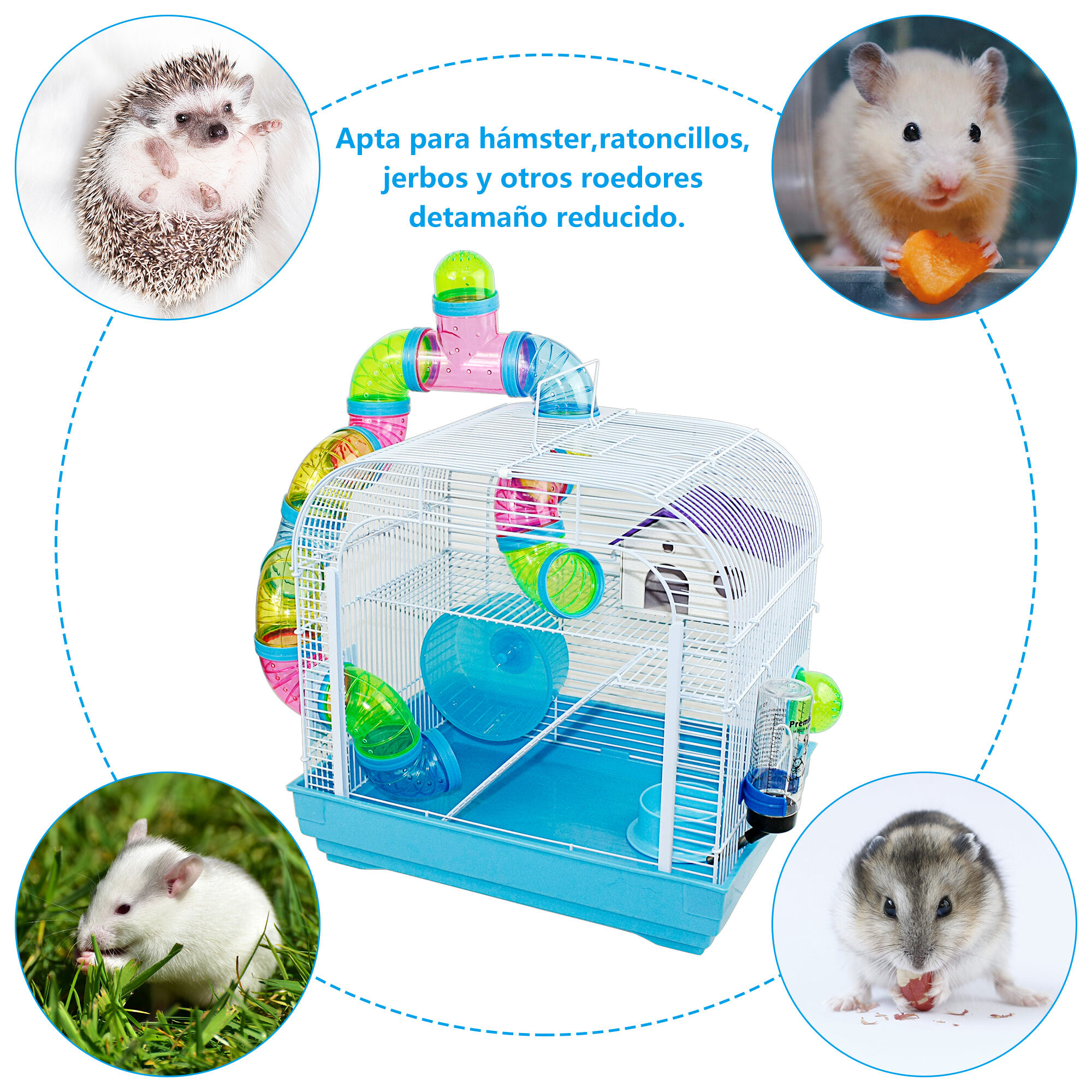 Jaula para H&aacute;mster con Tubos Jaula para H&aacute;mster 39.5 * 29.5 *38 cm desmontada y el papel en la puerta se puede quitar, , large Imagen numero 2