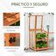 Outsunny Mini Invernadero de Jardín Invernadero de Madera y Paneles de Policarbonato Vivero Casero con 2 Estantes Tapas y Puerta para Plantas Huerto Jardinería 62x63x82 cm Madera Natural, , large indicador imagen numero 5