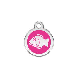 Red dingo Placa identificativa Acero Inoxidable Esmalte Pez Rosa Fuerte para gatos