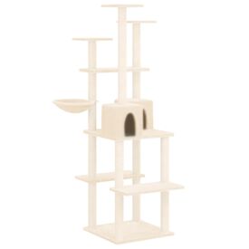 VidaXL Poste Rascador grande con varios niveles crema para gatos
