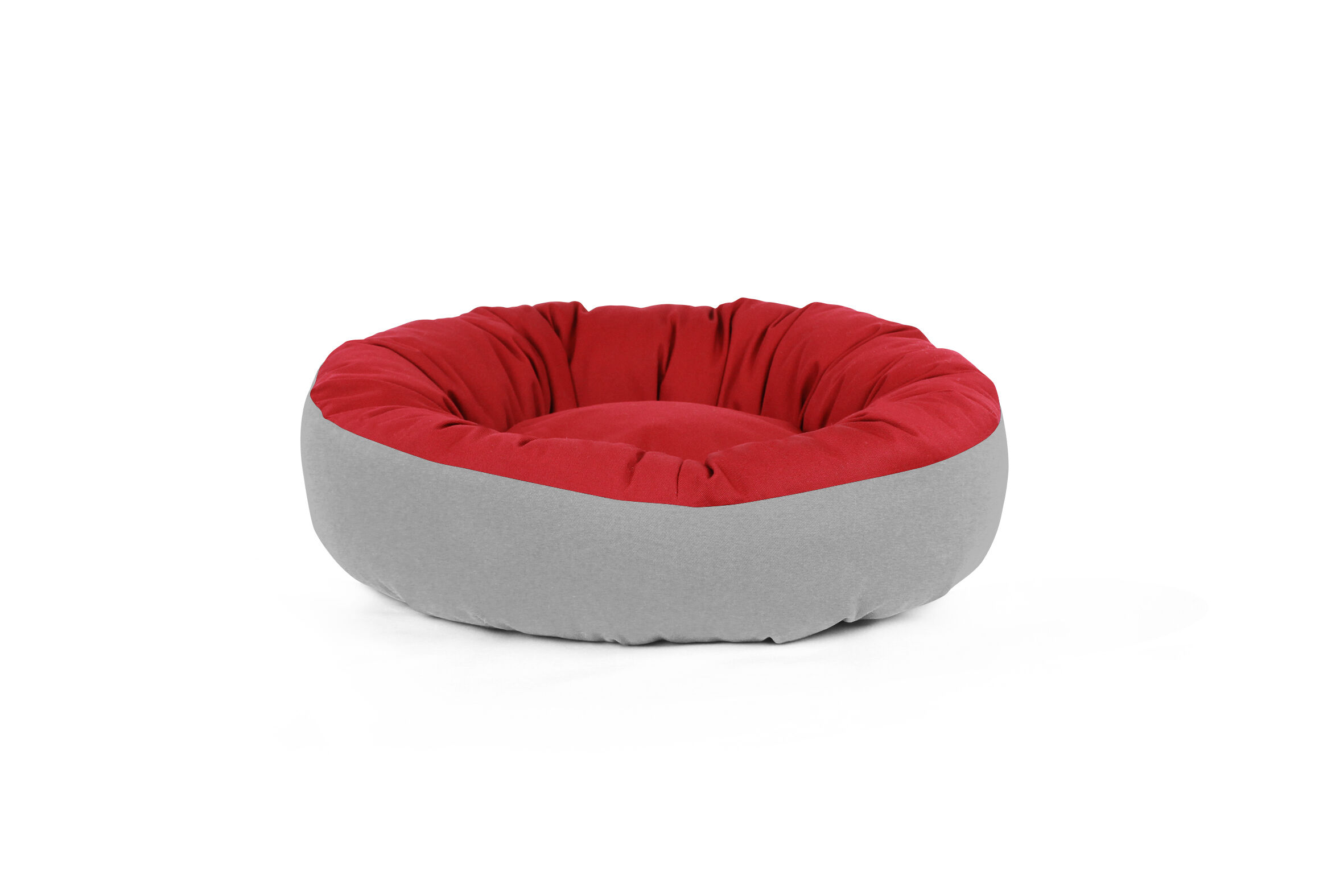 Gauty Cama Redonda para Perros y Gatos  Tela de sarga - Gris y rojo, , large Imagen numero 1
