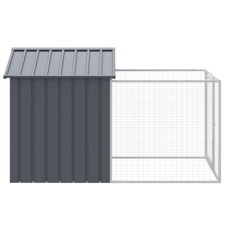 vidaXL Caseta con Corral de acero galvanizado gris para perros thumbnail