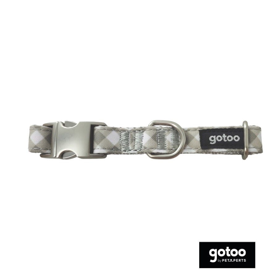 Gotoo Collar estampado cuadro vichy gris para perros, , large Imagen numero 2