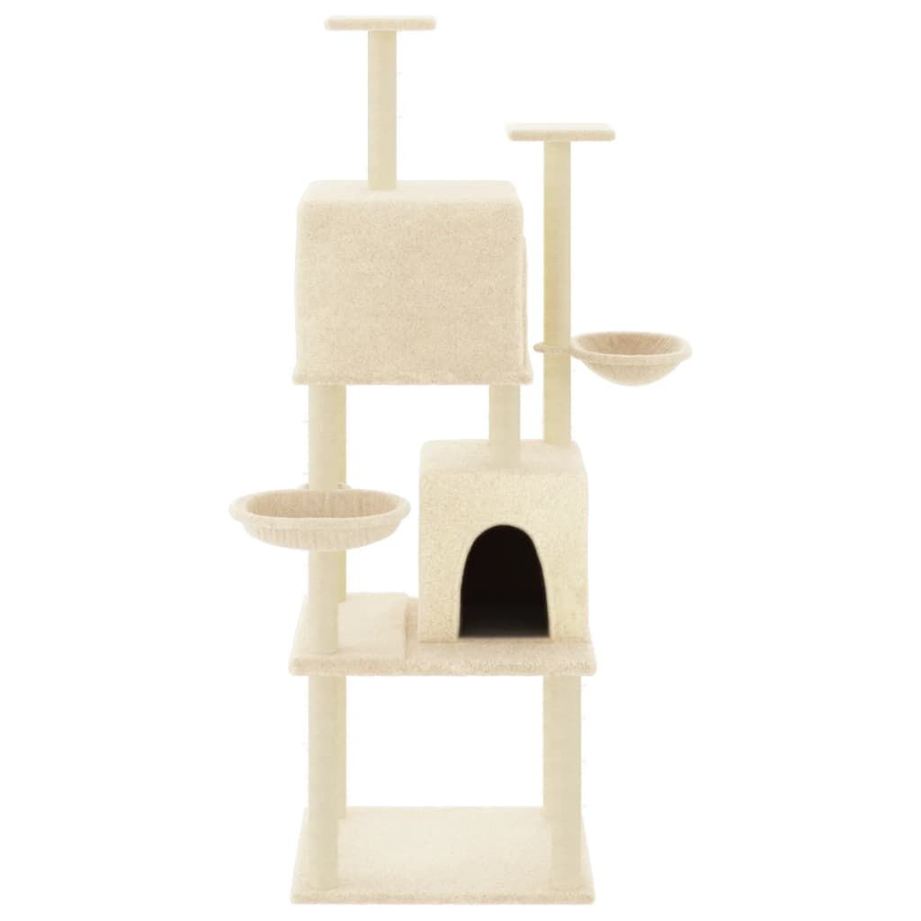 vidaXL Rascador para gatos con postes de sisal crema 180 cm, , large Imagen numero 2