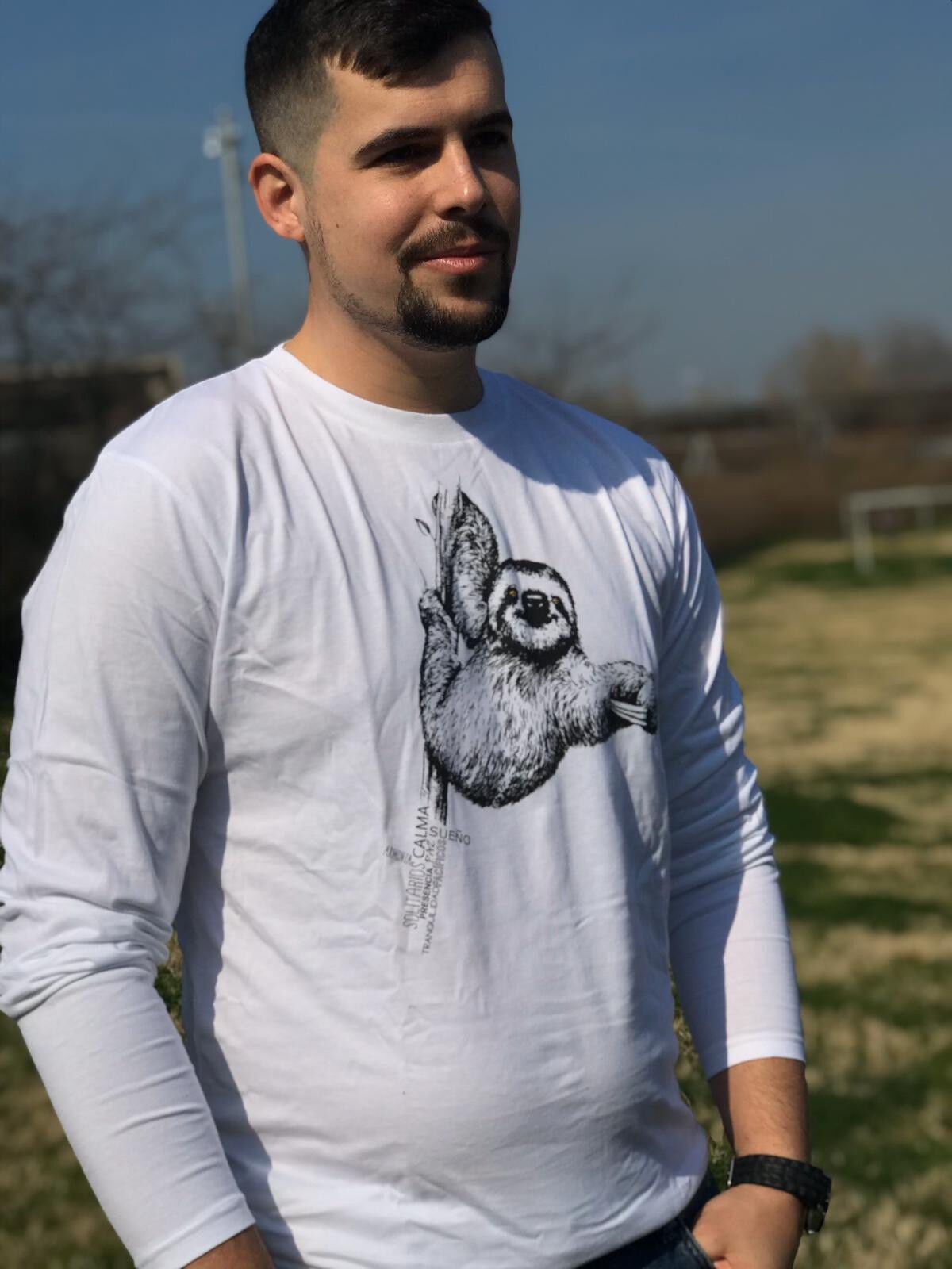 Camiseta unisex perezoso color Blanco thumbnail