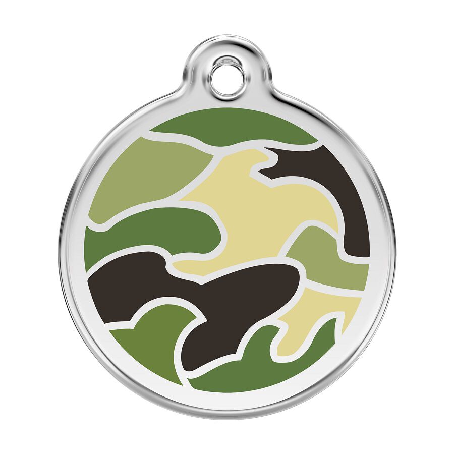 Placa identificativa Acero Inoxidable Esmalte Camuflaje Verde para perros, , large Imagen numero 1