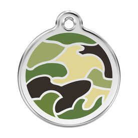 Red Dingo Placa identificativa Acero Inoxidable Esmalte Camuflaje Verde para perros