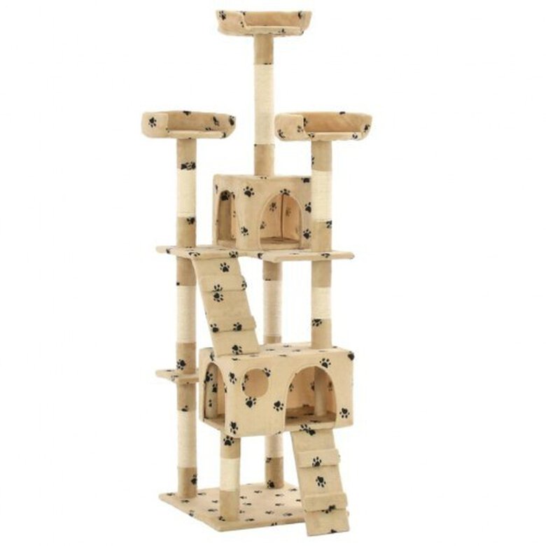 Rascador grande con postes color Beige Huellas, , large image number null