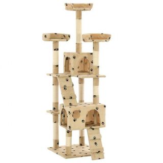 Rascador grande con postes color Beige Huellas