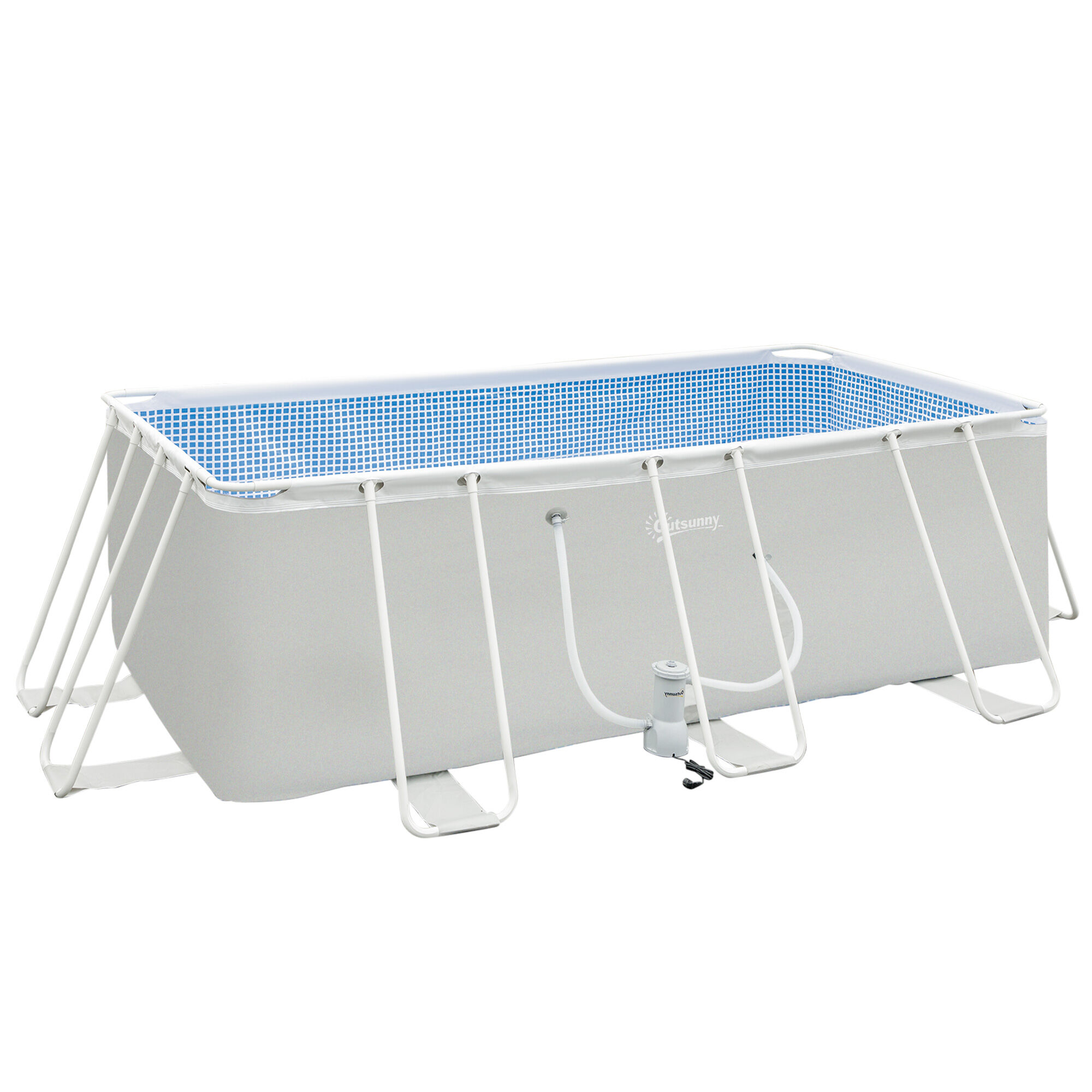 Outsunny Piscina Desmontable 440x240x122 cm Piscina Rectangular de Exterior con Depuradora de Cartucho 4,000 L/H y Marco de Acero 9760 L Gris, , large Imagen numero 1