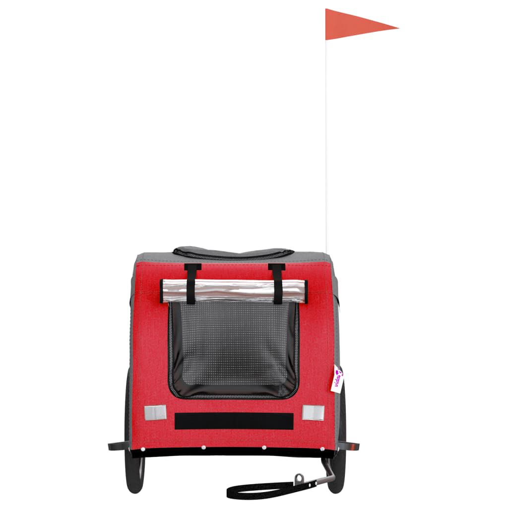 vidaXL Remolque de bicicleta para perros hierro tela Oxford rojo gris, , large Imagen numero 3