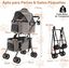COSTWAY Carrito para Perros Plegable Doble 3 en 1, Cochecito para Perros con 2 Portadores Desmontables, Ruedas con Freno, Malla Transpirable, Portavasos, Carro para Mascotas hasta 15 kg, Gris, , large indicador imagen numero 5