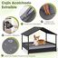 COSTWAY Caseta para Perros Exterior e Interior, Casa Perro de Rat&aacute;n Grande con Dosel, Base Elevada, Coj&iacute;n Removible, Estructura Met&aacute;lica, Cama Elevada para Mascotas, Carga 60 kg, 98x69x74cm, Gris, , large indicador imagen numero 5