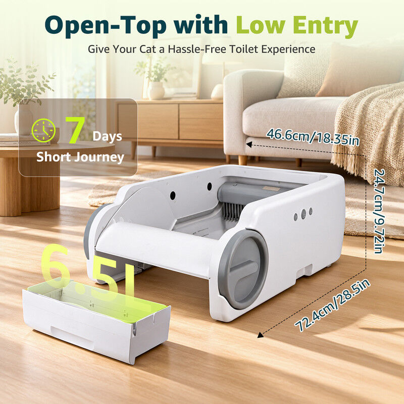 Nobleza Arenero Autom&aacute;tico Gatos Autolimpiable Abierto Smart, Caja de Arena Inteligente con App y Sensor Infrarrojo Antiatrapamiento, Gran Capacidad para Varios Gatos, Inodoro El&eacute;ctrico Silencioso, , large Imagen numero 2