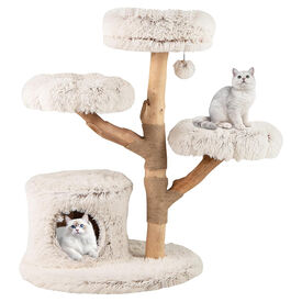 COSTWAY &Aacute;rbol Rascador Madera Maciza Blanco para gatos
