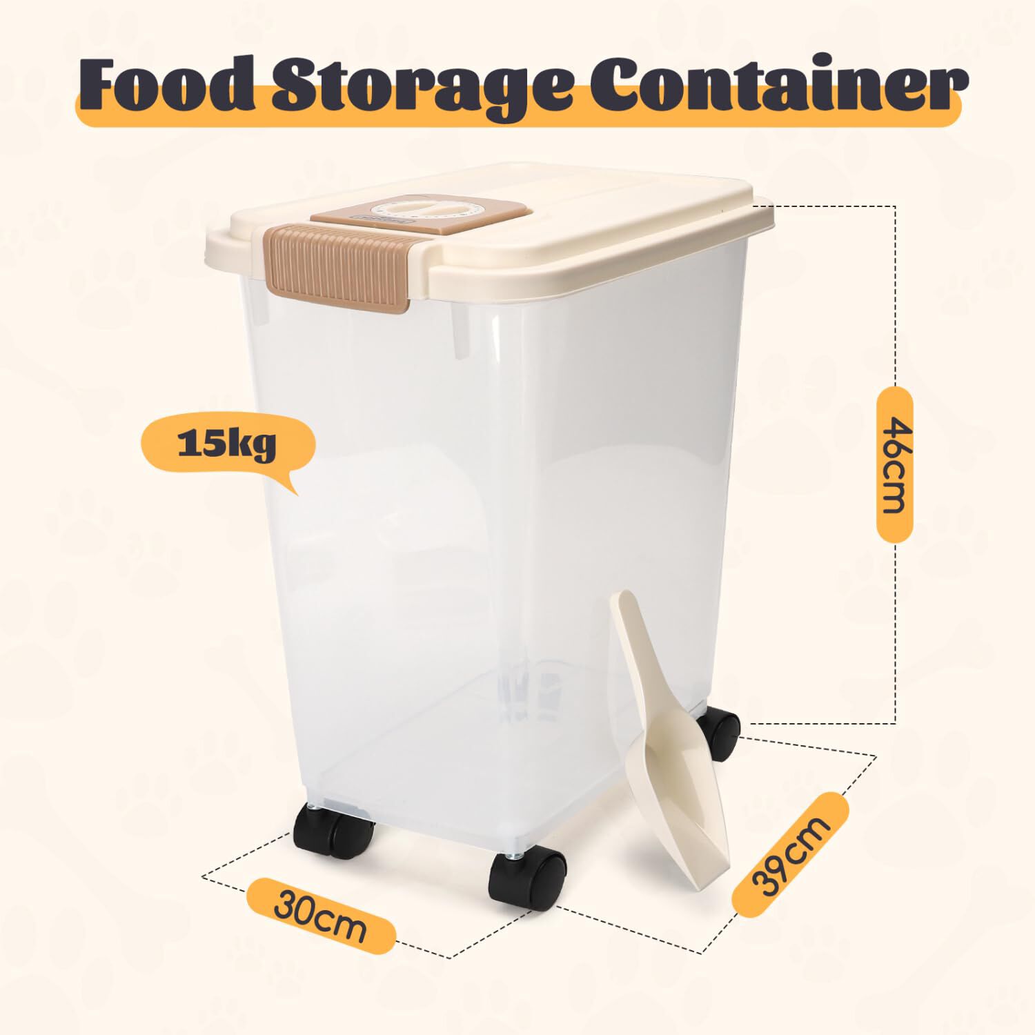 Nobleza Contenedor de Pienso para Mascotas 40L, con Ruedas, Tapa Abatible, Cuchara y Marcador de Fecha, Caja Hermética Transparente para Perros y Gatos thumbnail