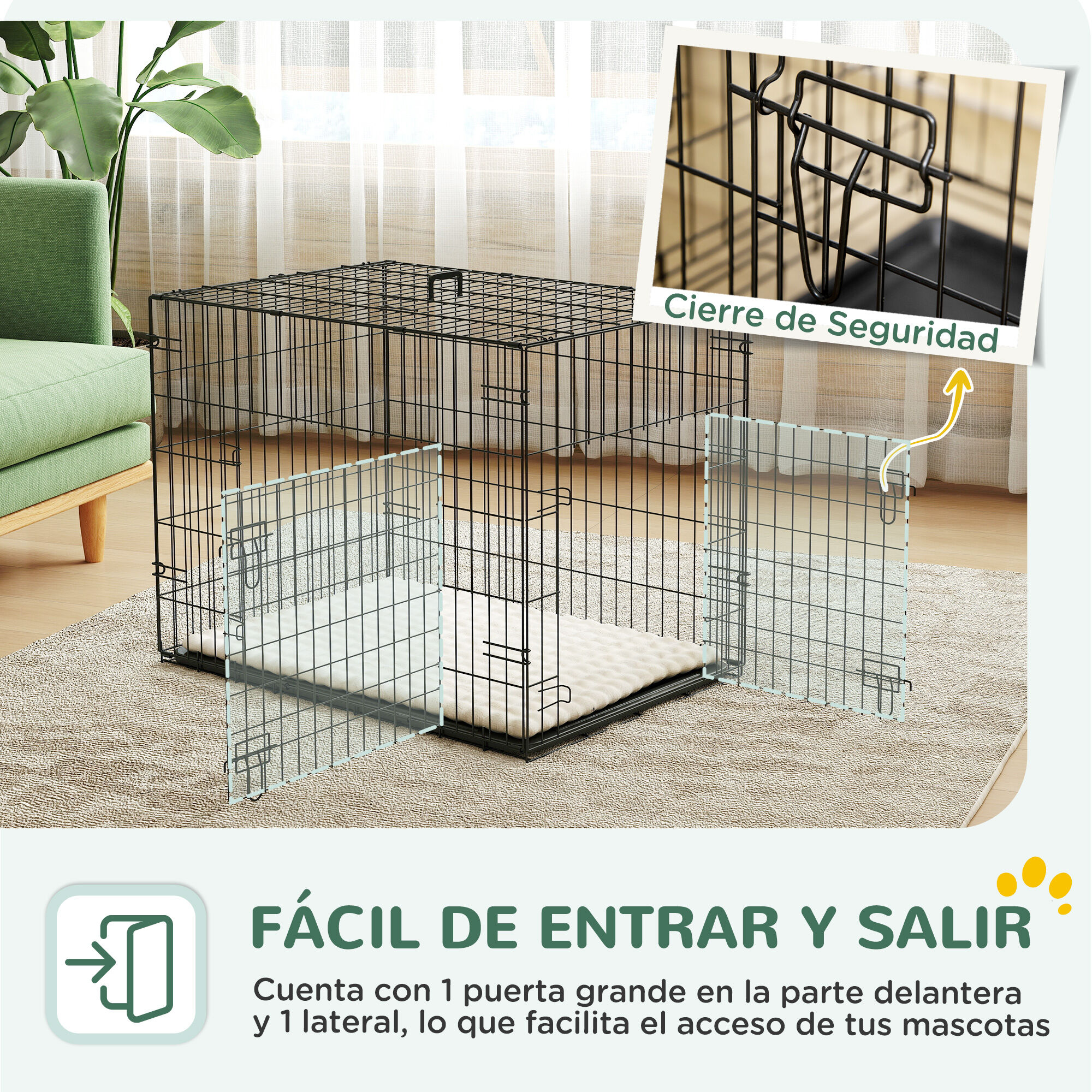 PawHut Jaula para Perros Negro, , large Imagen numero 5