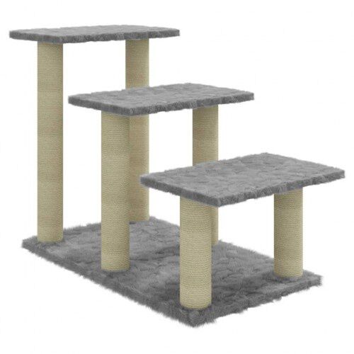 Vidaxl rascador en forma de escalera gris claro para gatos, , large Imagen numero 1