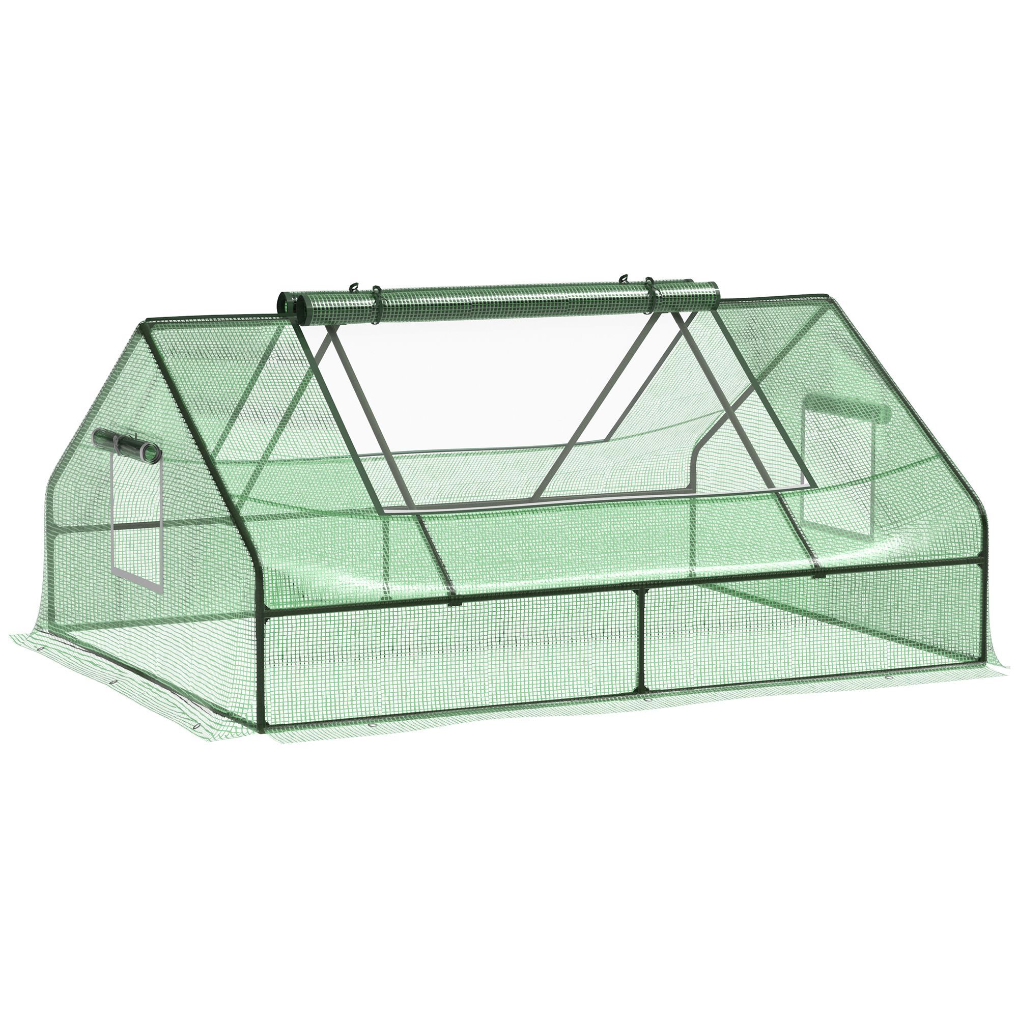 Outsunny Invernadero de Terraza Jard&iacute;n 180x140x80 cm Tipo Caseta de Acero Pl&aacute;stico con Puertas y Ventanas Enrollables para Cultivo de Plantas Verduras Flores Verde, , large Imagen numero 1
