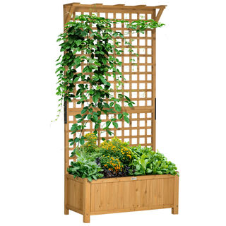Outsunny Jardinera con Enrejado de Madera color natural