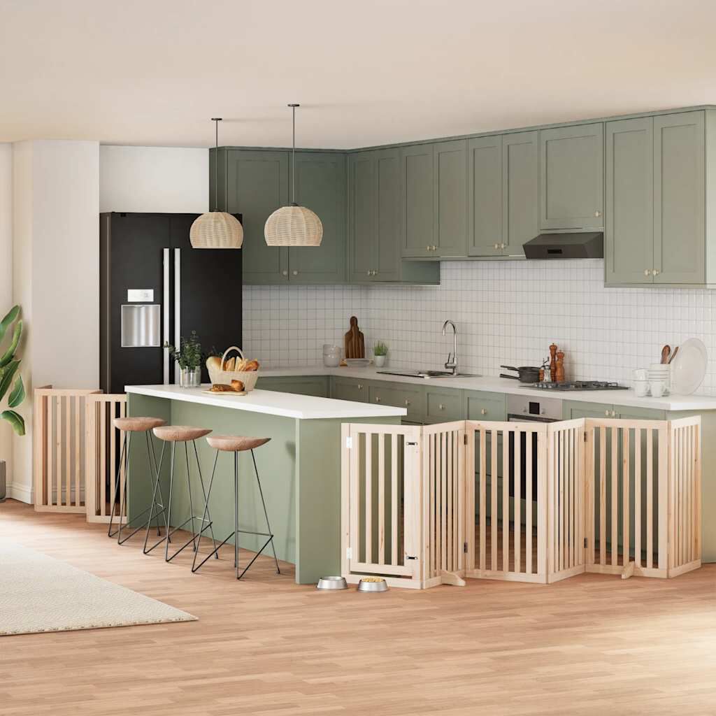 vidaXL Puerta para perros plegable 15 paneles madera de &aacute;lamo 750 cm, , large Imagen numero 7