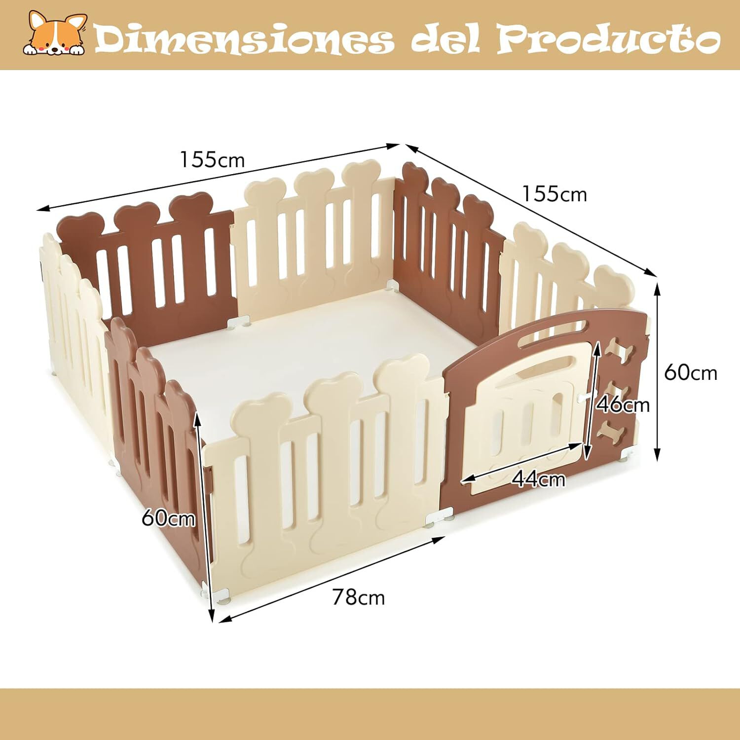 COSTWAY Parque de Juegos de 8 Paneles para Mascotas thumbnail