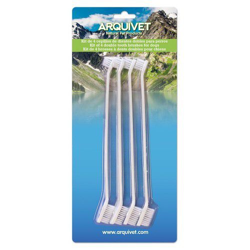 Set de 4 cepillos de dientes dobles para perros olor Neutro