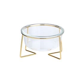 Taz&oacute;n de Vidrio Transparente con Soporte Dorado | Inclinado | 800ml 
Taz&oacute;n de Vidrio Transparente con Soporte Dorado | Inclinado | 800ml